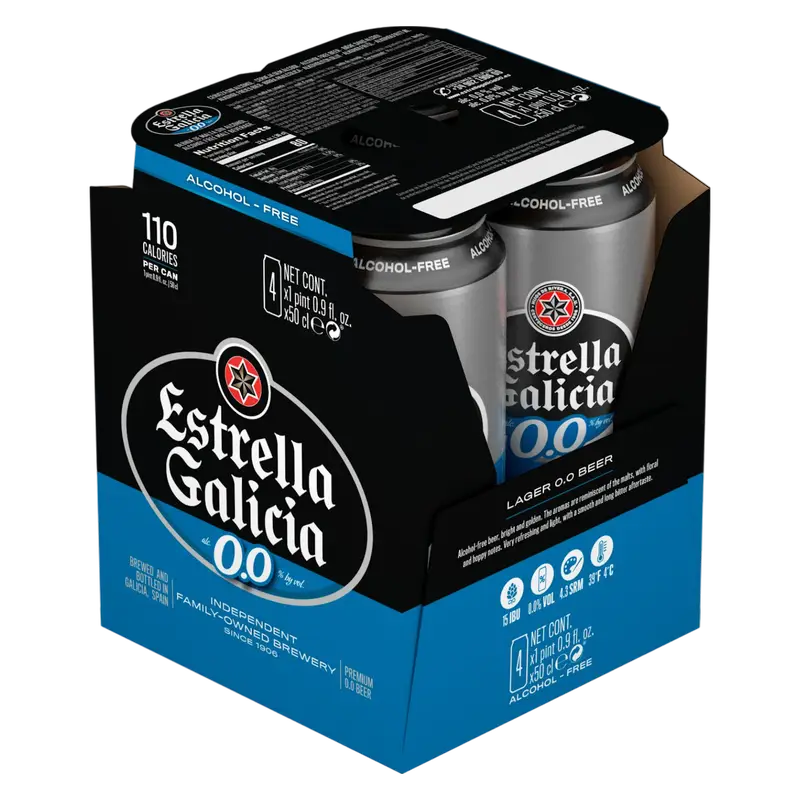 Estrella Galicia Non Alcoholic 14.9oz 4 Pack Can