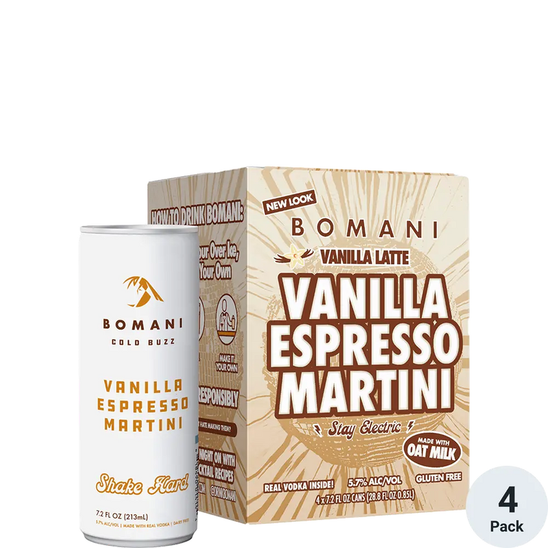 Bomani Cold Buzz Vanilla Espresso Martini 12oz 4pack Cans