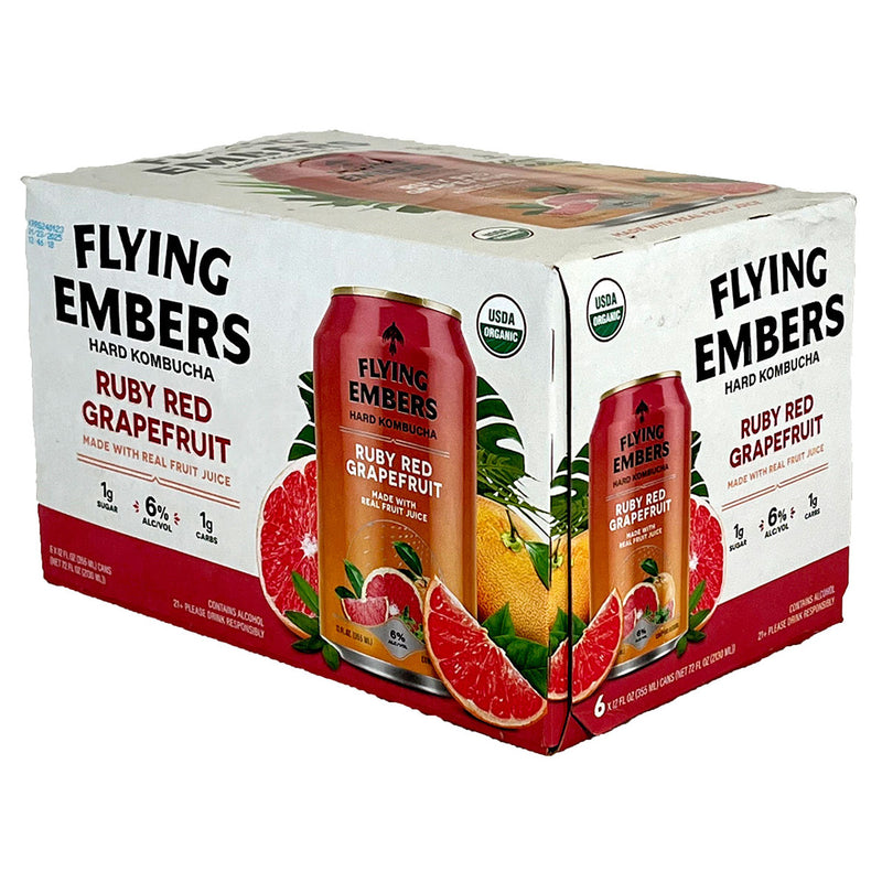 Flying Amber Hard Kombucha Ruby Red Grapefruit 12oz 6pack Cans