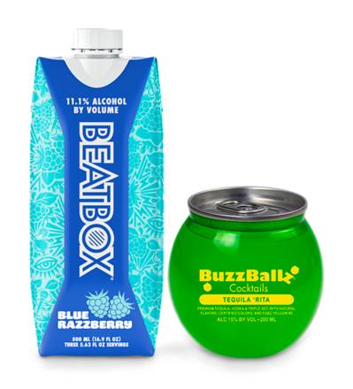 BuzzBallz Cocktails 2 Tequila Rita 200ml + Beatbox Blue Razzberry 1  16.9oz Bundle