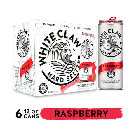 White Claw Hard Seltzer Raspberry 12oz 6 Pack Can